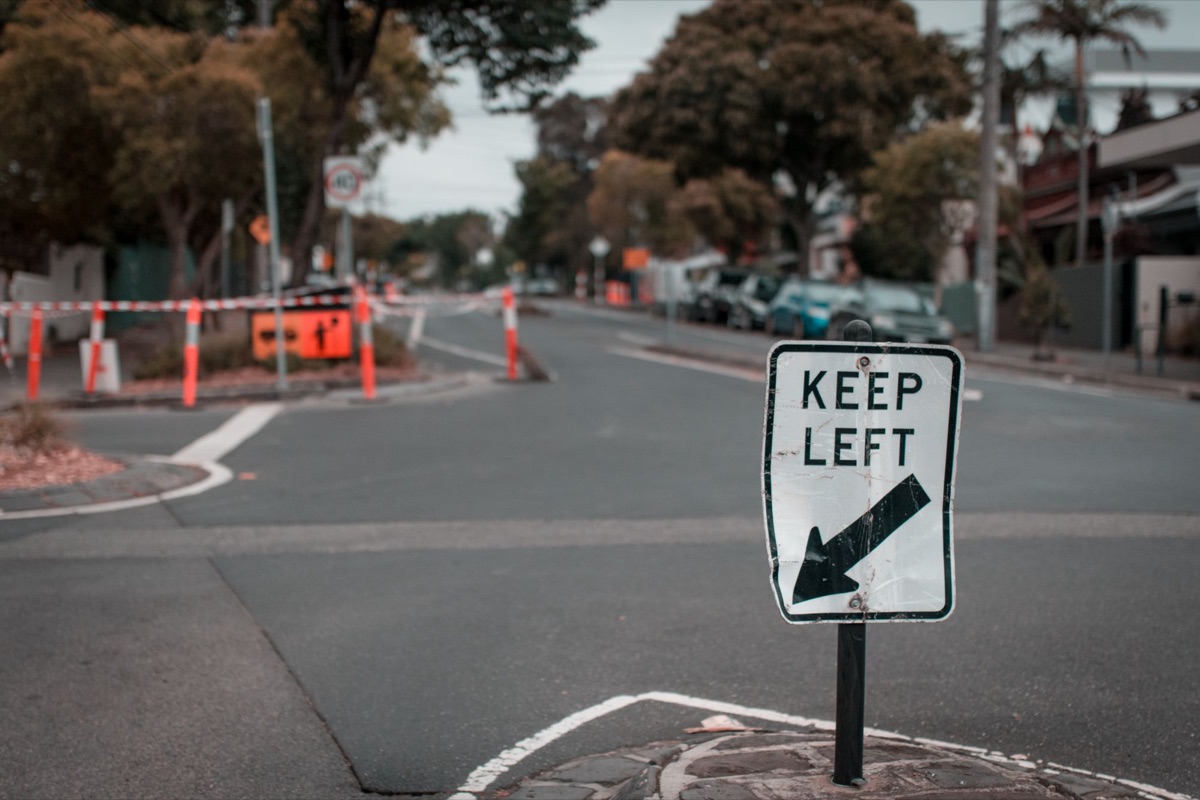 A Keep Left sign at a Melbourne intersection